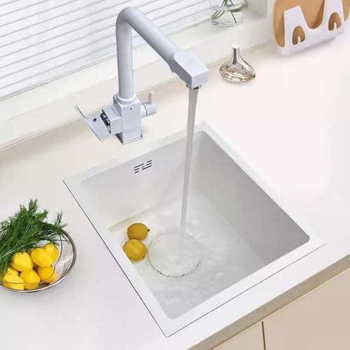 Balkonwaschbecken Weiß Nano Sink Bar Balkon Kleine Spüle Einzeltank Topmount Einzelschüssel Outdoor Campervan Spüle, White, 45 * 40 * 20cm von Generic