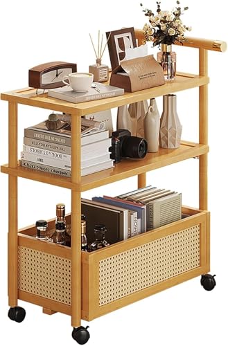 Bam-Boo Beistelltisch Mit Stauraum Für Wohn- Und Schlafzimmer-beistelltische Wohnzimmer Modernes, Stabiles Und Robustes Design Mit Leisen Rollenden Rädern, Vi, Yellow, 50x30x82cm/19x12x32in von Generic