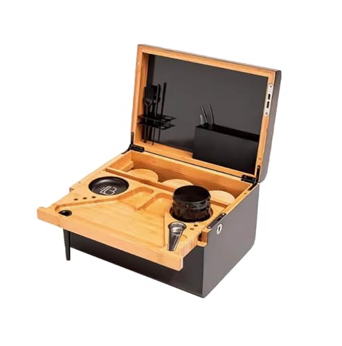 Bambus-Aufbewahrungsbox, abnehmbare Rolltablett-Aufbewahrungsbox, Aufbewahrungsbox mit Rolltablett und Schloss für Zuhause oder Büro, Kräuter-Zubehör-Stash-BoxBlack,One Size von Generic