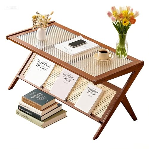 Bambus Mid-Century Couchtisch für Wohnzimmer Moderner Couchtisch mit Glasplatte/Z-förmigen Beinen Holz Rechteck Home Decor,Braun Bambus Mid-Century Couchtisch für Wohnzimmer Moderner Couchtisch mit Glasplatte/Z-förmigen Beinen Holz Rechteck Home Decor,Braun von Generic