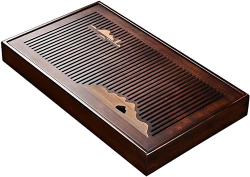 Bambus-teetablett, Einfaches Teetablett Premium Multifunktionale Chinesische Kongfu Teeportion, Tablett Box Reservoir & Abflusstyp Für Teehaus, 48x28x5.5cm von Generic