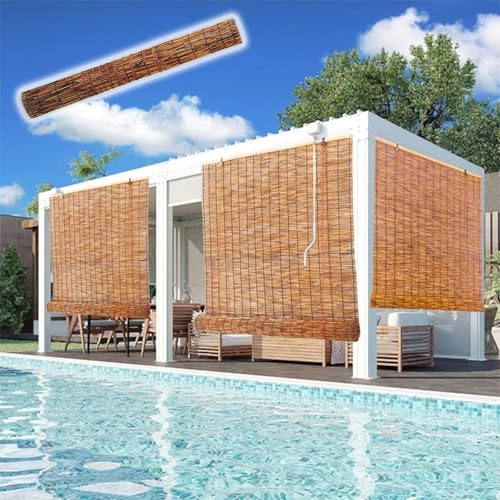 Bambusrollo Natur Bambus Rollo 90% UV-Block Lichtfilter Rollläden Strohjalousien Wasserdicht Atmungsaktiver Größe Anpassbar(60x170CM(WxH)) von Generic