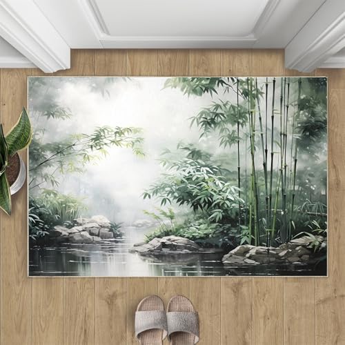 Bambuswald Teppich Grüne Pflanzen Kleine Teppiche Nebeliger Bambuswald 50x80 Rug Naturlandschaft Vorleger Rutschfester Teppich Für Stark Frequentierte Bereiche Bambuswald Teppich Grüne Pflanzen Kleine Teppiche Nebeliger Bambuswald 50x80 Rug Naturlandschaft Vorleger Rutschfester Teppich Für Stark Frequentierte Bereiche von BEQUTIY