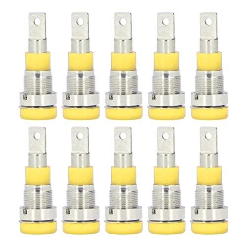 Bananen steckdose 4mm Elektro test zubehör Hochleistungs-langlebiger ABS-Bananen stecker für Elektronik Industrie geräte Elektro werkzeuge 10 Stück (Gelb) von Generic