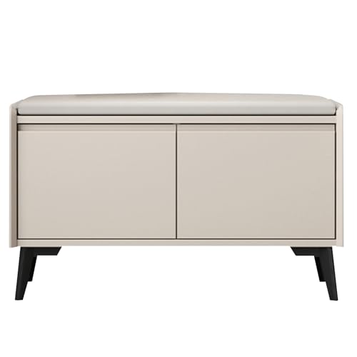Bank Flur mit Stauraum Multifunktional Schuhbank mit Sitzfläche Schuhschrank mit Gepolstertem Kissen Sitzbank mit Hidden Handles für Eingang Flu Wohnzimmer(Beige,31.49in/80cm) von Generic