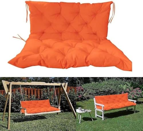 Bank Kissen Pad Rückenlehne Gartenmöbel Pad Schaukelstuhl Sitzkissen Dick 2-3 Sitzer 100cm/120cm/150cm Outdoor Patio Kissen Mit Rückenlehne Relaxsessel, Orange, 150x50x50cm/59.06 * 19.69 * 19.69in von Generic