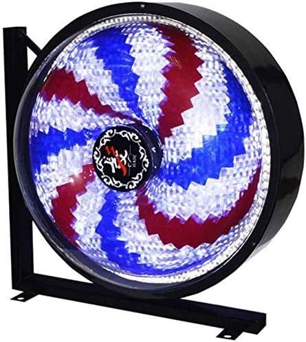 Barber Pole Salon Licht Im Freien 27"/38" led Barber Pole Windmühle Rundes Licht Rot Weiß Blau Streifen Friseursalon Offenes Schild Wandleuchte, #002-42 * 42cm von Generic