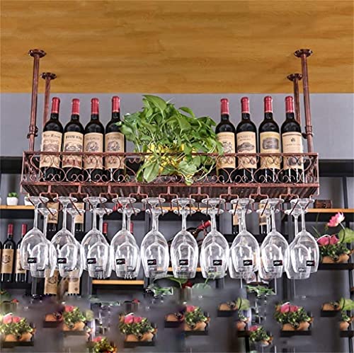 Bareinheit Schwebende Regale Wandmontierte Weinregale, Weinflaschenhalter Deckenaufhängung Metall Eisen Weinglas Korbregal Stielgläser Regale Heimdekoration von Generic