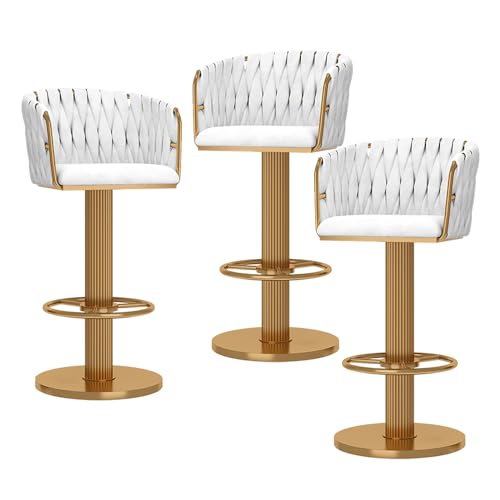 Barhocker 1er Set Gold Samt Barhocker Modern Barhocker mit Rückenlehne Drehbar Höhenverstellbar Barstuhl für Zuhause Bar Insel von Generic