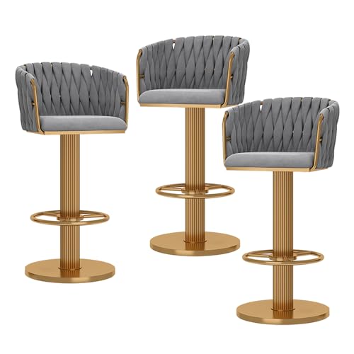 Barhocker 1er Set Gold Samt Barhocker Modern Barhocker mit Rückenlehne Drehbar Höhenverstellbar Barstuhl für Zuhause Bar Insel von Generic