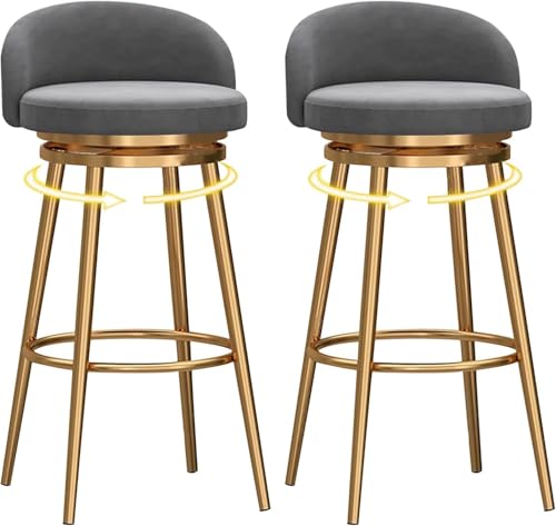 Barhocker 2er-Set, Barhocker Mit Rückenlehne, Moderne Frühstücks-barhocker Aus Samt Mit Fußstütze Aus Metall Für Bar, Theke, Küche Und Zuhause, Dark Grey-1, 65cm Barhocker 2er-Set, Barhocker Mit Rückenlehne, Moderne Frühstücks-barhocker Aus Samt Mit Fußstütze Aus Metall Für Bar, Theke, Küche Und Zuhause, Dark Grey-1, 65cm von Generic