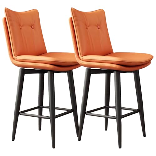Barhocker 2er Set, Barstühle Hoher Stuhl mit doppellagiger Polsterung und Kunstlederbezug, 360° drehbar, schwarzes Metallgestell Barhocker 2er Set, Barstühle Hoher Stuhl mit doppellagiger Polsterung und Kunstlederbezug, 360° drehbar, schwarzes Metallgestell von Generic