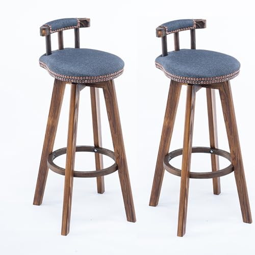 Barhocker 2er-Set, Drehbare Küchenbarhocker mit Gepolstertem Sitz, Nagelkopfbesatz, Massivholzrahmen, Bequemes Sitzen, Geeignet für Küche, Pub, Esszimmer(Beige,73cm/2) von Generic