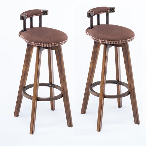 Barhocker 2er-Set, Drehbare Küchenbarhocker mit Gepolstertem Sitz, Nagelkopfbesatz, Massivholzrahmen, Bequemes Sitzen, Geeignet für Küche, Pub, Esszimmer(Yellow,73cm/2) von Generic