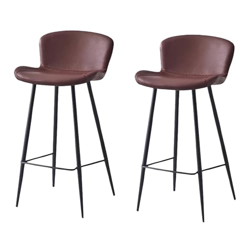 Barhocker 2er Set, Moderne Gepolsterte Barhocker mit Rückenlehne, 65/75Cm Hohe Kunstleder-Hochstühle für Kücheninseln, Thekenhocker mit Metallbeinen von Generic