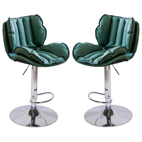Barhocker 2er Set, doppellagig gepolstert, Thekenhocker mit Rückenlehne, verstellbar, Kunstleder, für Kücheninsel, Kneipe, Café von Generic