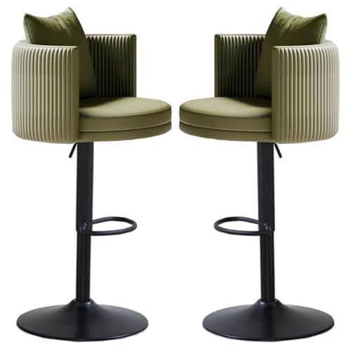 Barhocker 2er-Set, verstellbare, drehbare Barstühle aus PU-Leder, Thekenhocker mit Rückenlehne und Fußstütze, Thekenhocker für Bar, Küche und Esszimmer von Generic