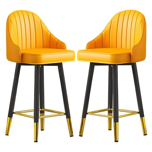Barhocker 2er Set Gepolstert Kunstleder Barhocker mit großer Rückenlehne und Fußstütze für Küche Esszimmer Inselstühle für Bistro Restaurant von Generic