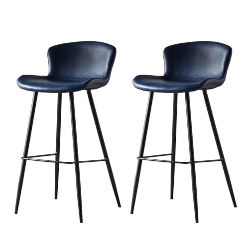 Barhocker 2er Set Leder Barhocker mit Fußstütze und Rückenlehne, Moderne gepolsterte Barhocker für Esszimmer Café Bar Rustikal Barhocker 2er Set Leder Barhocker mit Fußstütze und Rückenlehne, Moderne gepolsterte Barhocker für Esszimmer Café Bar Rustikal von Generic