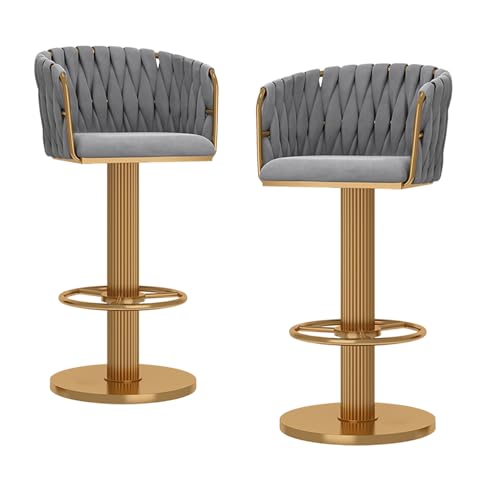 Barhocker 2er Set Moderner Luxus Samt Barhocker mit drehbarer Rückenlehne, verstellbare Küchenstühle für Zuhause, Bar von Generic