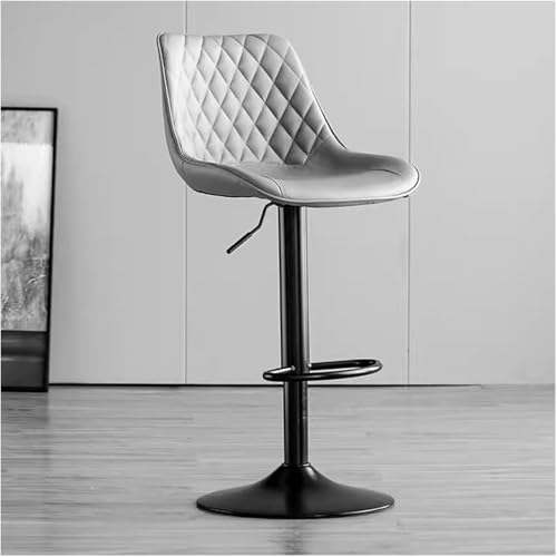 Barhocker Aus Leder Barhocker Mit Drehbarer Thekenhöhe Mit Rückenlehne, Verstellbaren Barstühlen Moderne Armlose Kücheninselhocker Esshocker Mit Einer Kapazität Von 350 Lbs, Grey von Generic