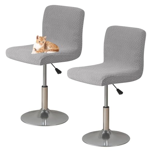 Barhocker Bezüge mit Rückenlehne 2er- 4er- 6er-Pack quadratische Barhocker Schonbezüge Esszimmerstuhl-Schutz Sitzbezüge für Katzen Hunde Kinder (Hellgrau 2er-Set) von Generic