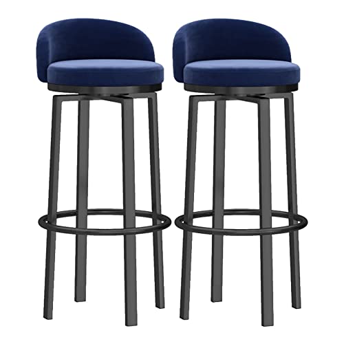 Barhocker Frühstücksstuhl 2er Set Barhocker mit Rückenlehne Werkstatthocker Küchenstuhl Gepolsterter Hocker mit Fußstütze Metall Drehbar Samthocker für Zuhause Bar Theke Küche Inseln Blau Barhocker Frühstücksstuhl 2er Set Barhocker mit Rückenlehne Werkstatthocker Küchenstuhl Gepolsterter Hocker mit Fußstütze Metall Drehbar Samthocker für Zuhause Bar Theke Küche Inseln Blau von Generic