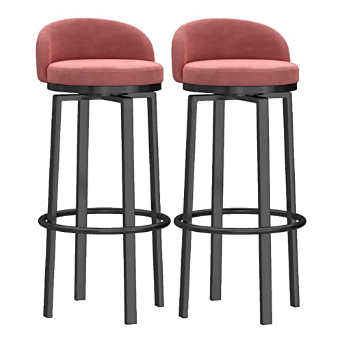 Barhocker Frühstücksstuhl 2er Set Barhocker mit Rückenlehne Werkstatthocker Küchenstuhl Gepolsterter Hocker mit Fußstütze Metall Drehbar Samthocker für Zuhause Bar Theke Küche Inseln Rosa Barhocker Frühstücksstuhl 2er Set Barhocker mit Rückenlehne Werkstatthocker Küchenstuhl Gepolsterter Hocker mit Fußstütze Metall Drehbar Samthocker für Zuhause Bar Theke Küche Inseln Rosa von Generic