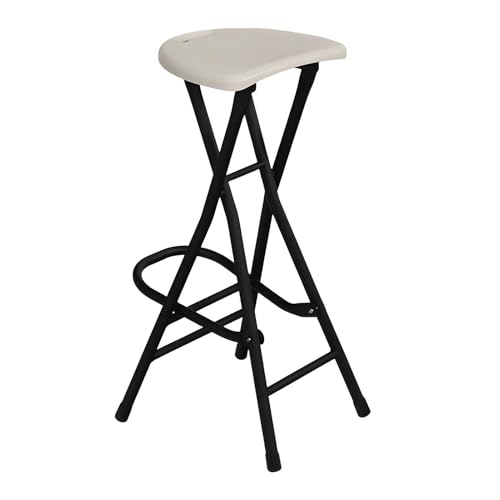 Barhocker Klappbar 72 cm mit Fußstütze Und Handle, Tresenhocker Ohne Rückenlehne für Erwachsene Angeln Camping(White) von Generic