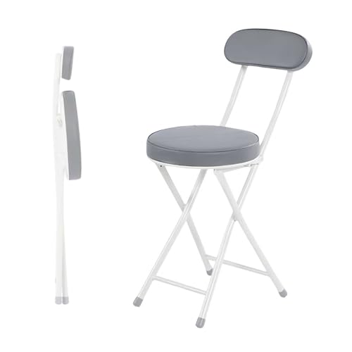 Barhocker Klappbar mit Gepolstert 45 cm, Runder Küche Esszimmerhocker mit Rückenlehne(Gray) von Generic