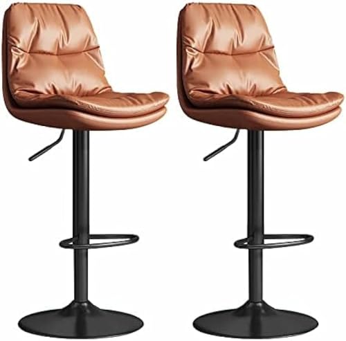 Barhocker Set Mit 2 Verstellbaren Drehbaren Galvanischen Pneumatischen Metallstangen Aus Anhebbarem Leder Gepolstertem Frühstücksbarlager 150kg, B Barhocker Set Mit 2 Verstellbaren Drehbaren Galvanischen Pneumatischen Metallstangen Aus Anhebbarem Leder Gepolstertem Frühstücksbarlager 150kg, B von Generic