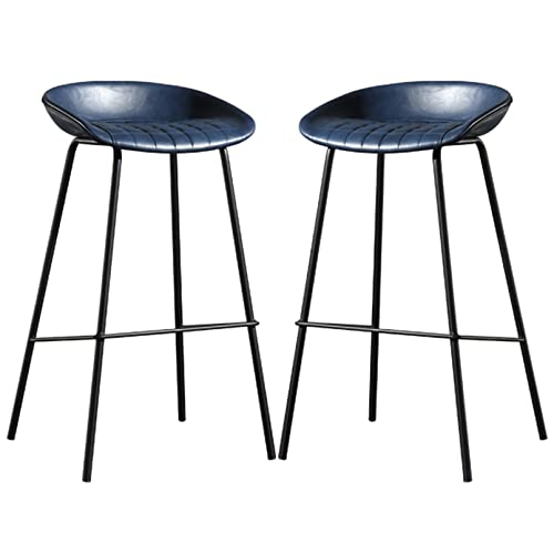 Barhocker Set mit 2 Stück Kunstleder Sitzkissen, Thekenhöhe, Kücheninsel, Feste Höhe, Hochstühle, Metallgestell, armlehnenlose Barstühle, niedrige Rückenlehne, Esszimmerstühle von Generic