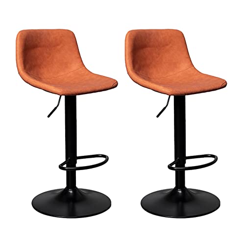 Barhocker aus Leder 2er-Set - Exquisite Moderne Barhocker mit Rückenlehne, 360° drehbar und höhenverstellbaren Thekenstühlen für Kücheninsel Home Bar Cafe - Barhocker aus Leder mit Rückenlehne von Generic