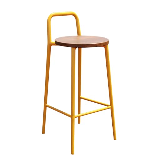 Barhocker in Pub-Höhe im Mid-Century-Stil, Küchenbarhocker mit Rückenlehne und Nähten, Kein Zusammenbau Erforderlich, Geeignet für Verschiedene Restaurants und Cafés(Yellow,65cm) von Generic