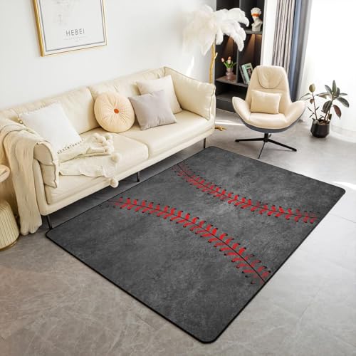 Baseball 3D-Druck Weicher Wohnzimmerteppich 90 X 150 Cm - Rutschfester Teppich Mit Niedrigem Flor - Heimtextilien-Fußmatte - - Anti-Flecken, Fusselt Nicht, Umweltfreundlich - Leicht Zu R -310531386585 von Generic