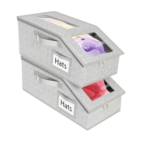 Baseball Caps Organizer | Stapelbare Aufbewahrung für Mützen und Hüte | 2 große Boxen mit Fenster | Organisation Schrank Kommode Büro Schlafzimmer Wohnung Residenz von Generic