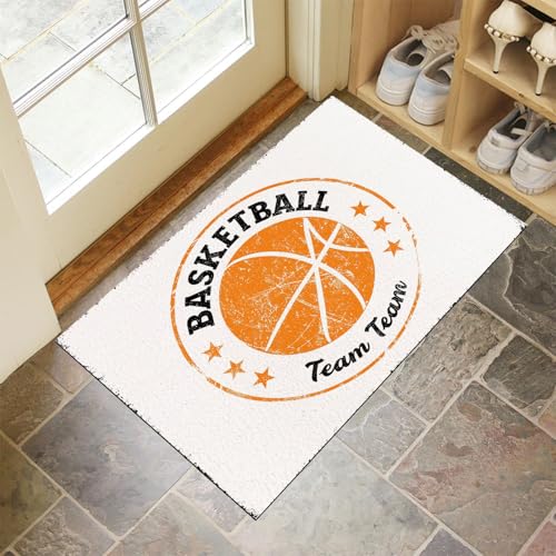 Basketball Fußmatte - rutschfeste Schmutzfangmatte Weiß Für Innen, Fußabtreter Schlichter Stil Für Flur, Eingangsbereich & Überdachten Außenbereich - 40 X 60 cm von Generic