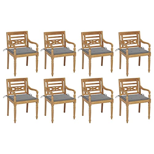 Batavia-Stühle mit Kissen 8 STK. Massivholz Teak,3073350 von Generic