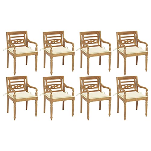 Batavia-Stühle mit Kissen 8 STK. Massivholz Teak,3073351 von Generic