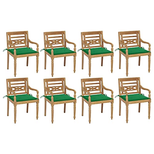 Batavia-Stühle mit Kissen 8 STK. Massivholz Teak,3073354 von Generic