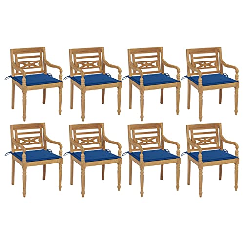 Batavia-Stühle mit Kissen 8 STK. Massivholz Teak,3073359 von Generic