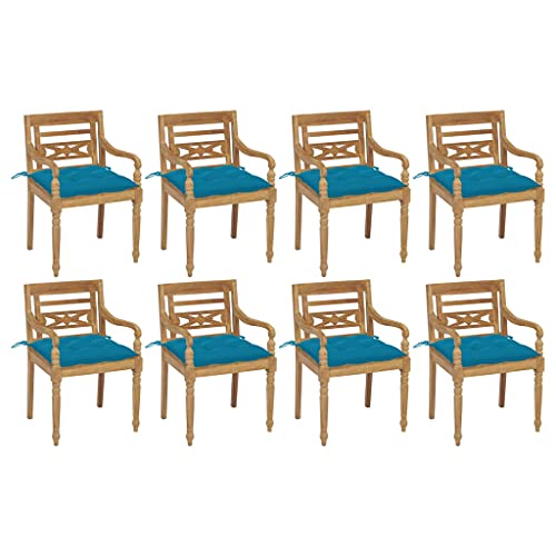 Batavia-Stühle mit Kissen 8 STK. Massivholz Teak,3073368 von Generic
