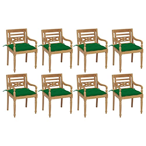 Batavia-Stühle mit Kissen 8 STK. Massivholz Teak,3073369 von Generic