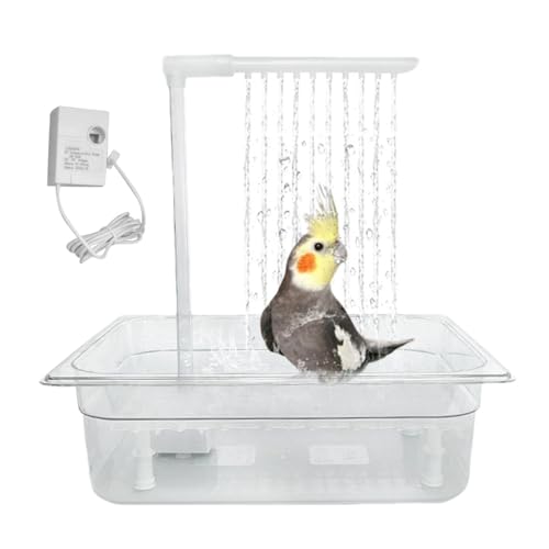 Bath for Indoor Parrots, Circulating Filter Cage Birdbath, Small Parrot Tub Bowl, Multipurpose Bird Bathtub with Multiple Faucets for Small Medium Cleaning Supplies, Qmz283 (Clear, One Size) von Generic
