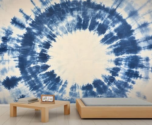 Batik Tapete Abstraktes Wandbild Natur Mädchenzimmer Tapete Blau Weiß für Wohnzimmer Schlafzimmer Wandbild Poster 100 X 70 cm von Generic