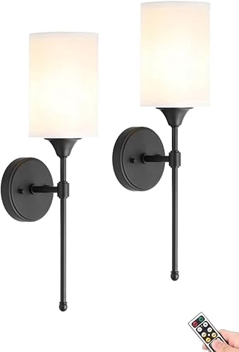Batteriebetriebene Wandleuchten 2er-Set, Kabellose Wiederaufladbare Wandleuchte Mit Fernbedienung - Dimmbare Wandleuchte Mit Timer Für Wohnzimmer, Schlafzimmer, Black von Generic