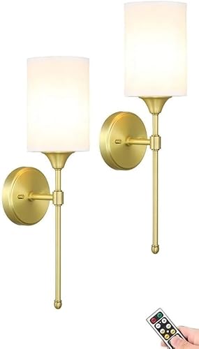 Batteriebetriebene Wandleuchten 2er-Set, Kabellose Wiederaufladbare Wandleuchte Mit Fernbedienung - Dimmbare Wandleuchte Mit Timer Für Wohnzimmer, Schlafzimmer, Gold von Generic