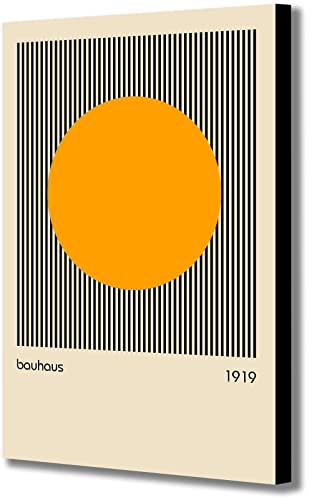 Bauhaus Orange Circle 1919 – abstraktes Leinwandbild, gerahmt, verschiedene Größen (A1, 81 x 61 cm), orange – beige – schwarz von Generic