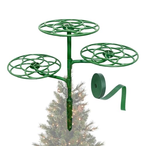 Baum Topper Halter, Topper Halter, Grüner Kerzenständer Baum Topper Flachbaum Topper Basis, Einstellbare 3-Schicht-Baum-Top-Dekorationen, saisonale Stabilisatorstützen für Weihnachtsbaumstopper von Generic