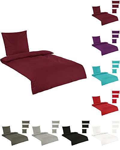 Bawełna jednokolorowa Renforce pościel i dodatkowe poszewki na poduszkę, w 4 kolorach i 7 rozmiarach,-częściowa. Komplet 135 X 200 + 80 x 80 cm von Generic
